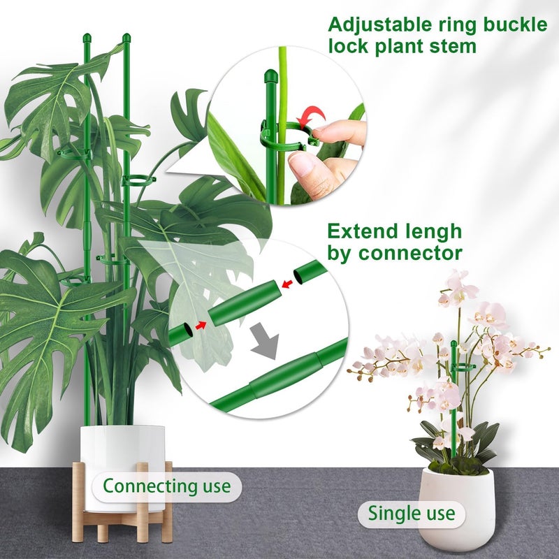 SupKing 30Pcs Plant Support Stakes 17 inch Garden Orchid Sticks Extended to 3ft 4ft 5ft Plant Poles with Clips for Indoor Outdoor Potted Tomato Rose Amaryllis Vegetables Comes with 20 Ties - Image 3